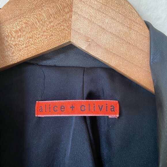 Alice + Olivia Cow Leather Moto Black Jacket Size M - Picture 15 of 15